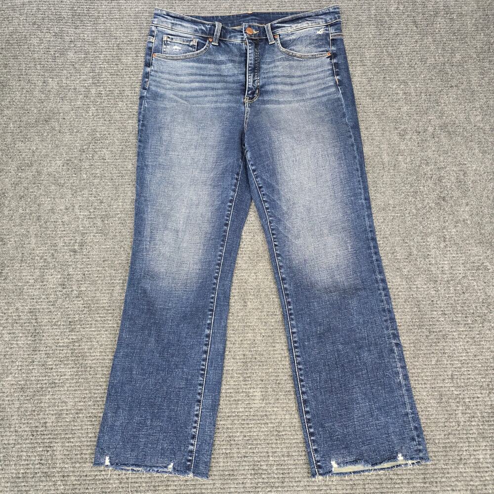 BKE Parker Payton High Rise Cropped Straight Jeans Womens Size 31x28 Stretch Raw